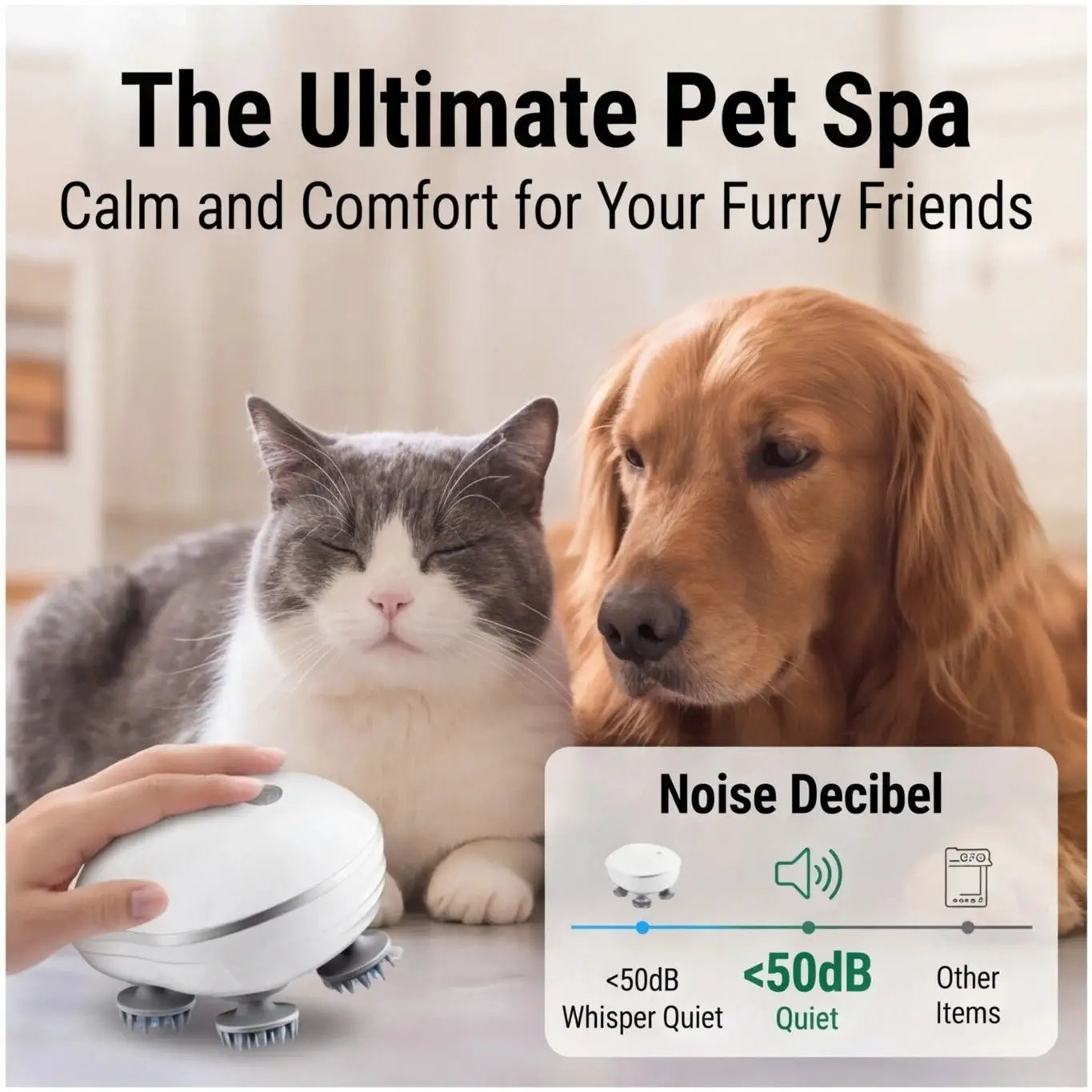 2-in-1 electric scalp cleaner and pet massager by Simples Market; white handheld brush device for pets