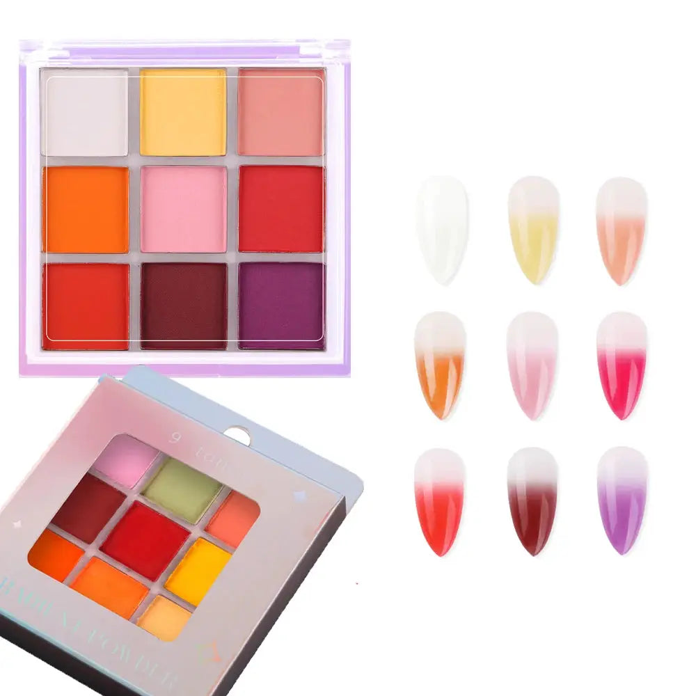 16 Grid 16 Color Solid Rubbing Powder Palette For Nail Art DIY Gradient Smudge Pat Pat Powder Seamless Finish
