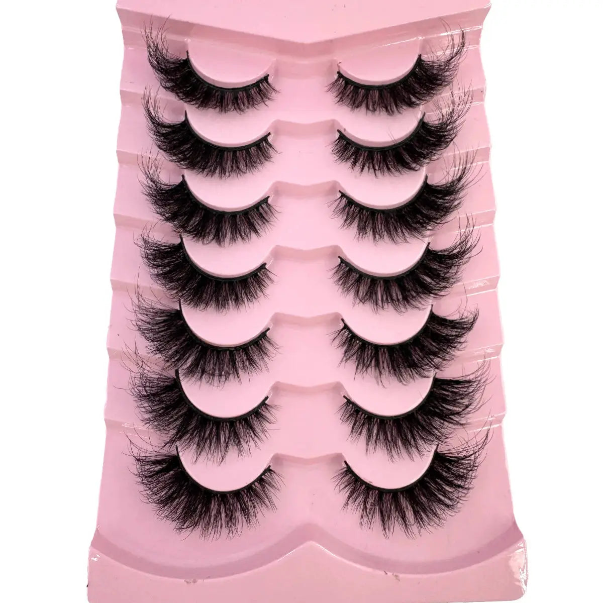 HBZGTLAD 7 Pair Faux Mink Lashes Fluffy Natural Look False Eyelashes Volume Wispy Crossed Thick Fox Eye Cat Eye