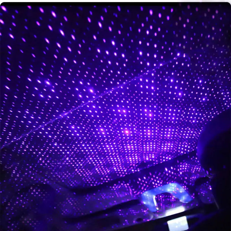 Car starry sky LED night light projector with purple LEDs, USB powered 5V