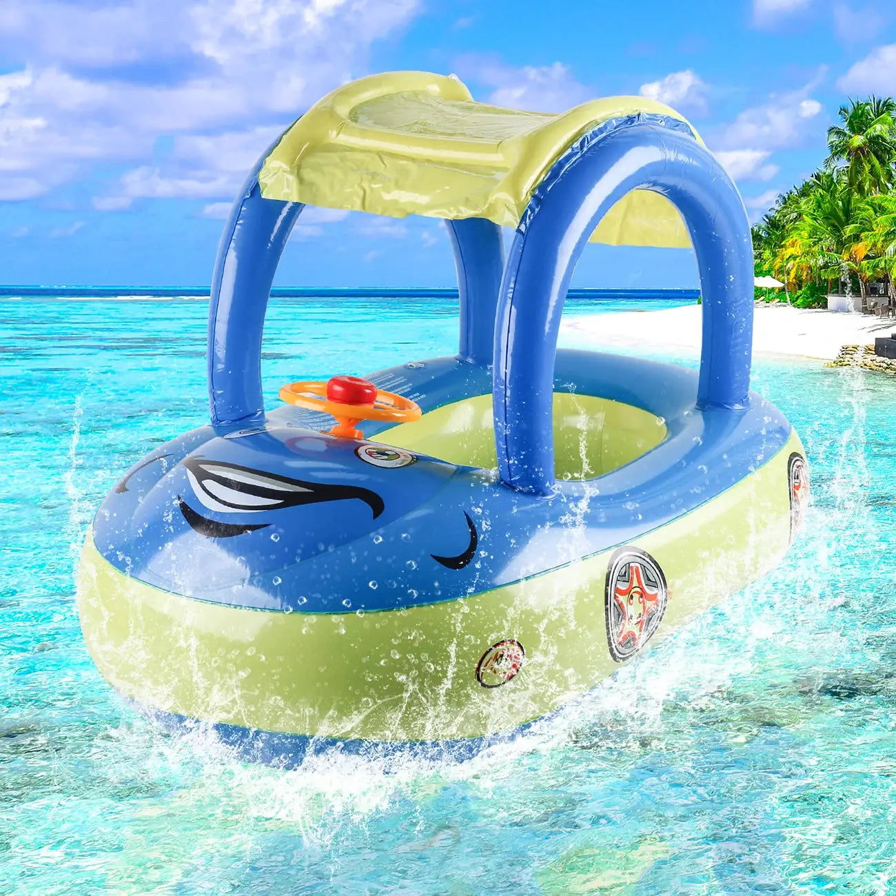 Car Shaped Toddler Pool Float For Kids Age 4 To 6 Bright Beach Toy Swim Ring Safe Durable