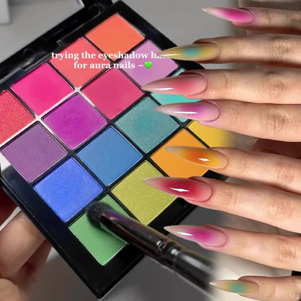 16 Grid 16 Color Solid Rubbing Powder Palette For Nail Art DIY Gradient Smudge Pat Pat Powder Seamless Finish