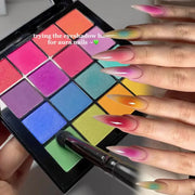 16 Grid 16 Color Solid Rubbing Powder Palette For Nail Art DIY Gradient Smudge Pat Pat Powder Seamless Finish