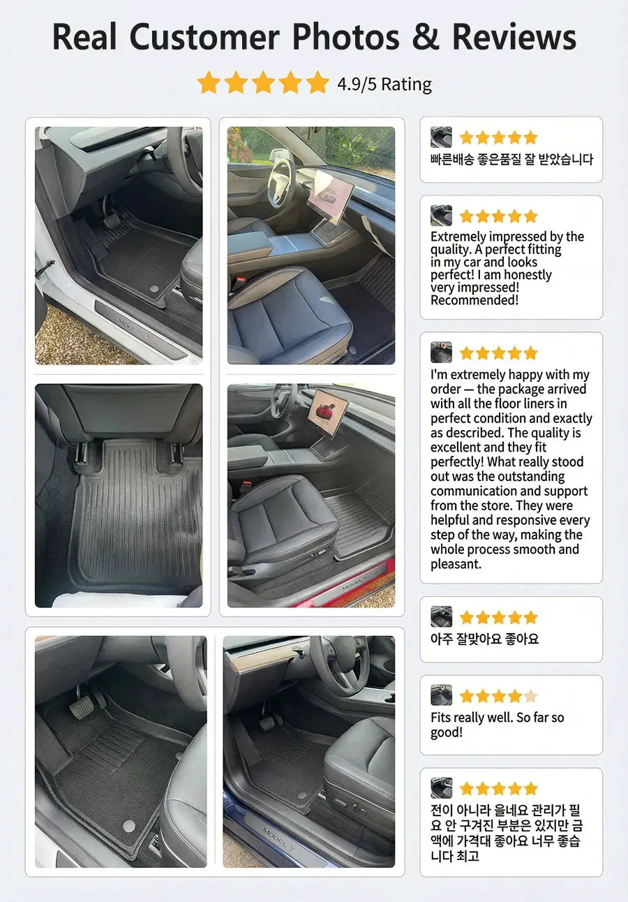 NovaAcc all-weather floor mats set of 4 for Tesla Model Y & Model 3, dark gray TPE by Simples Market