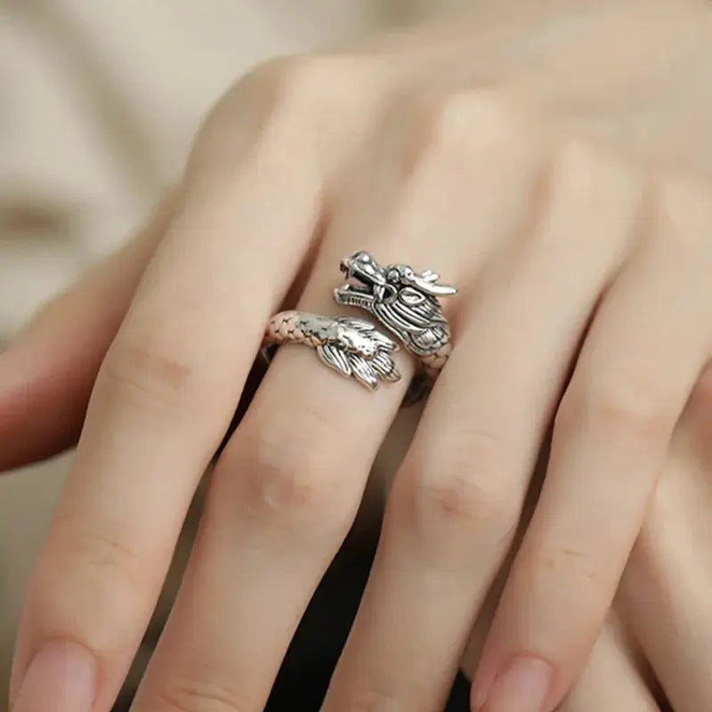 Ventfille 925 Sterling Silver Rings Fashion Hip Hop Vintage Couples Hollow Lines Punk Silver Party Adjustable Jewelry