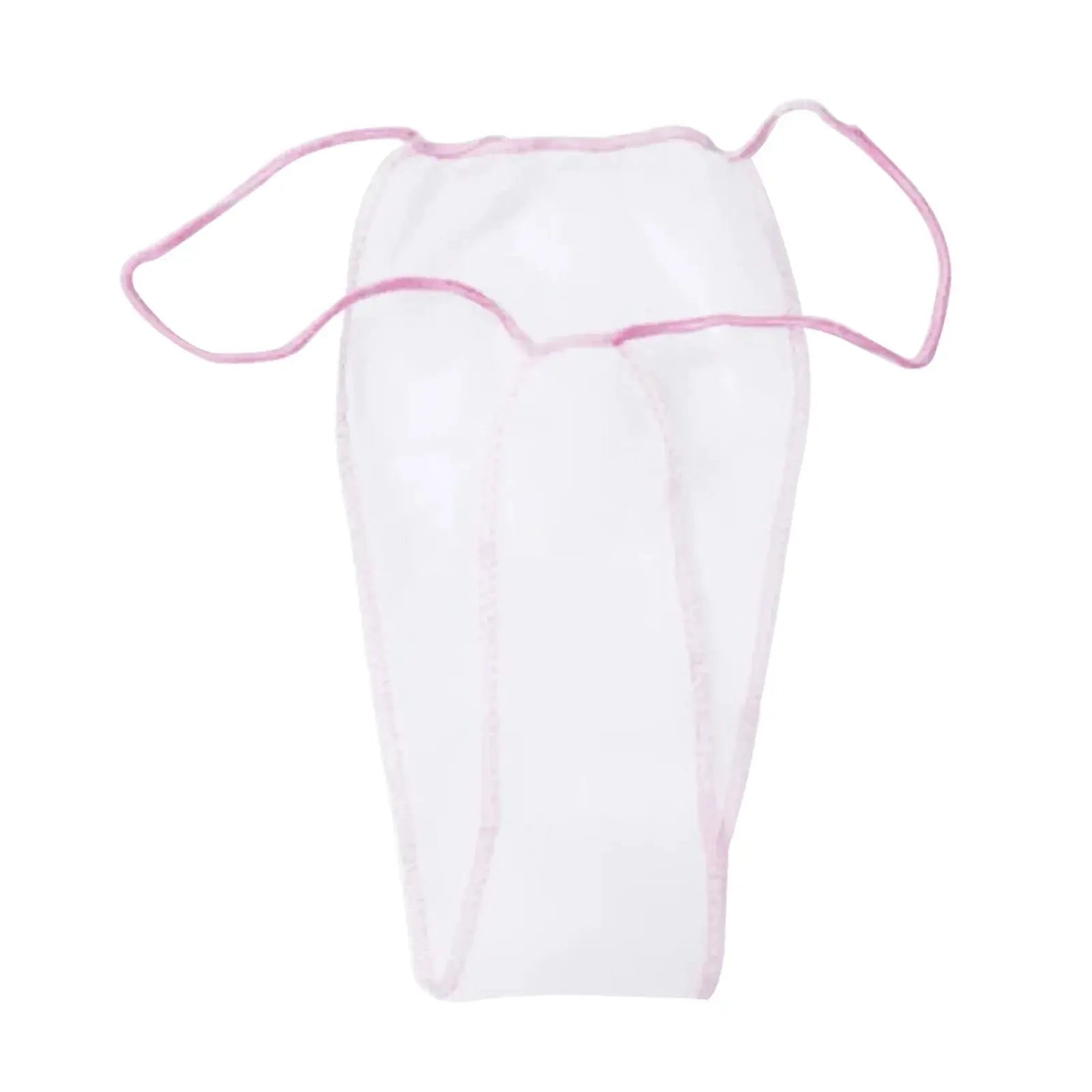 Disposable women's spa underwear, white with pink trim, non-woven fabric panty.