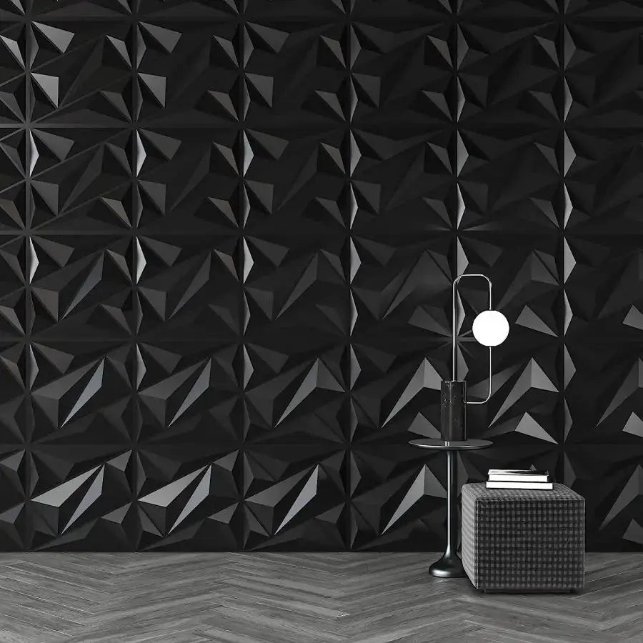 Simples Market 3D textured black wall panels, 30cm x 30cm, indoor decor