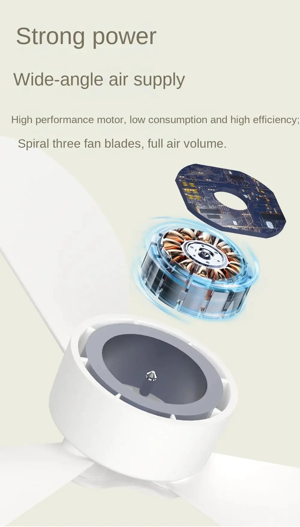 Simples Market portable wireless mini ceiling fan with USB power, remote control, stand and night light