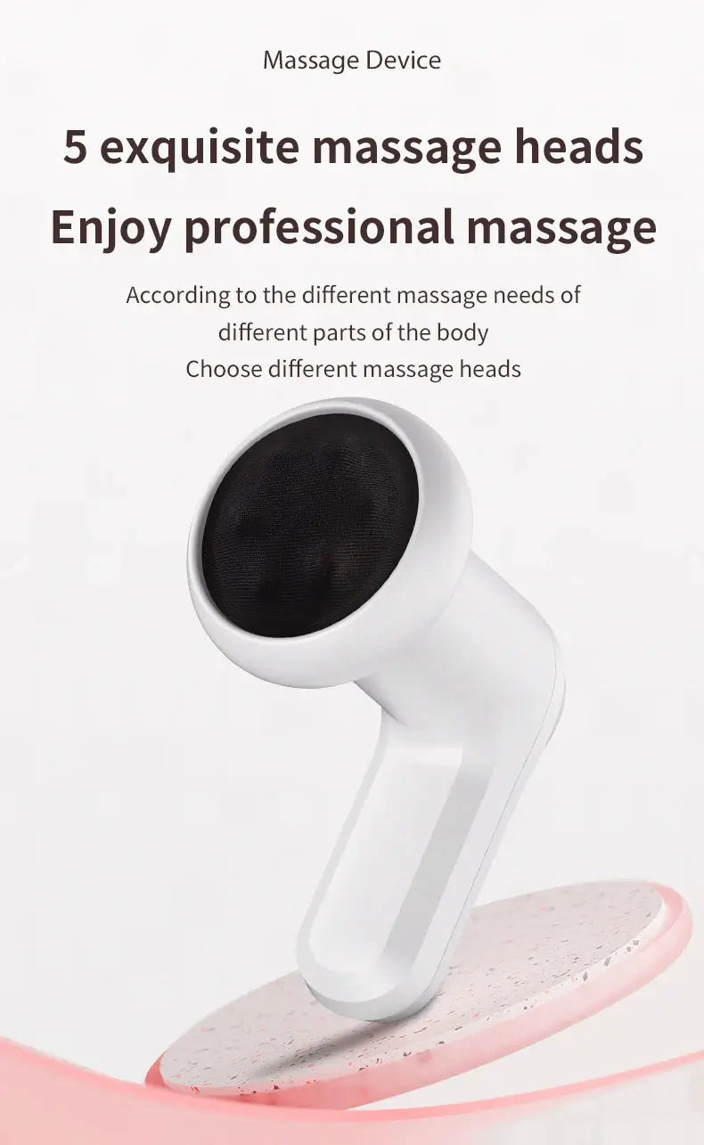Simples Market 2025 Electric Body Massager cordless handheld device with 5 massage heads, white.