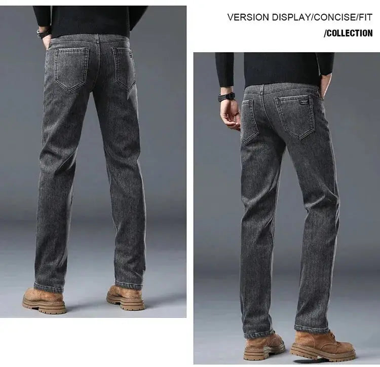 Men's slim-straight dark gray denim jeans for casual wear