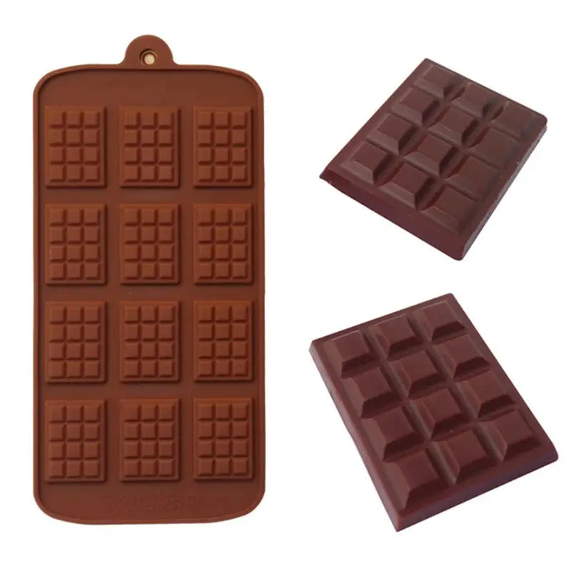 12 Cavity Silicone Chocolate And Waffle Mold For Fondant Cakes DIY Candy Bar Decoration Tools Kitchen Baking