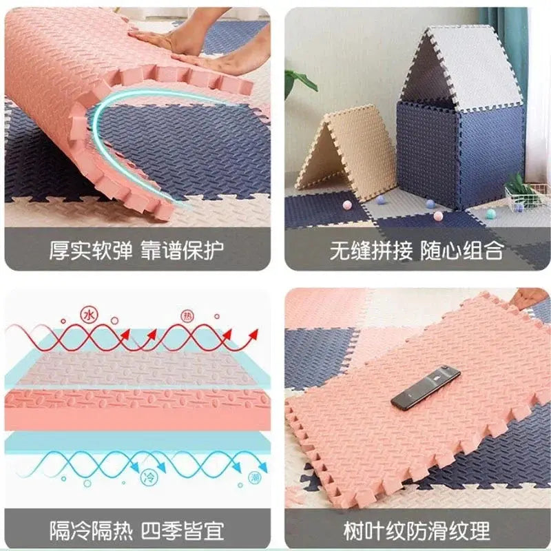 16 Piece Foam Baby Play Mat Interlocking Puzzle Tiles For Kids 30x30x1 Cm Soft Floor Carpet Set