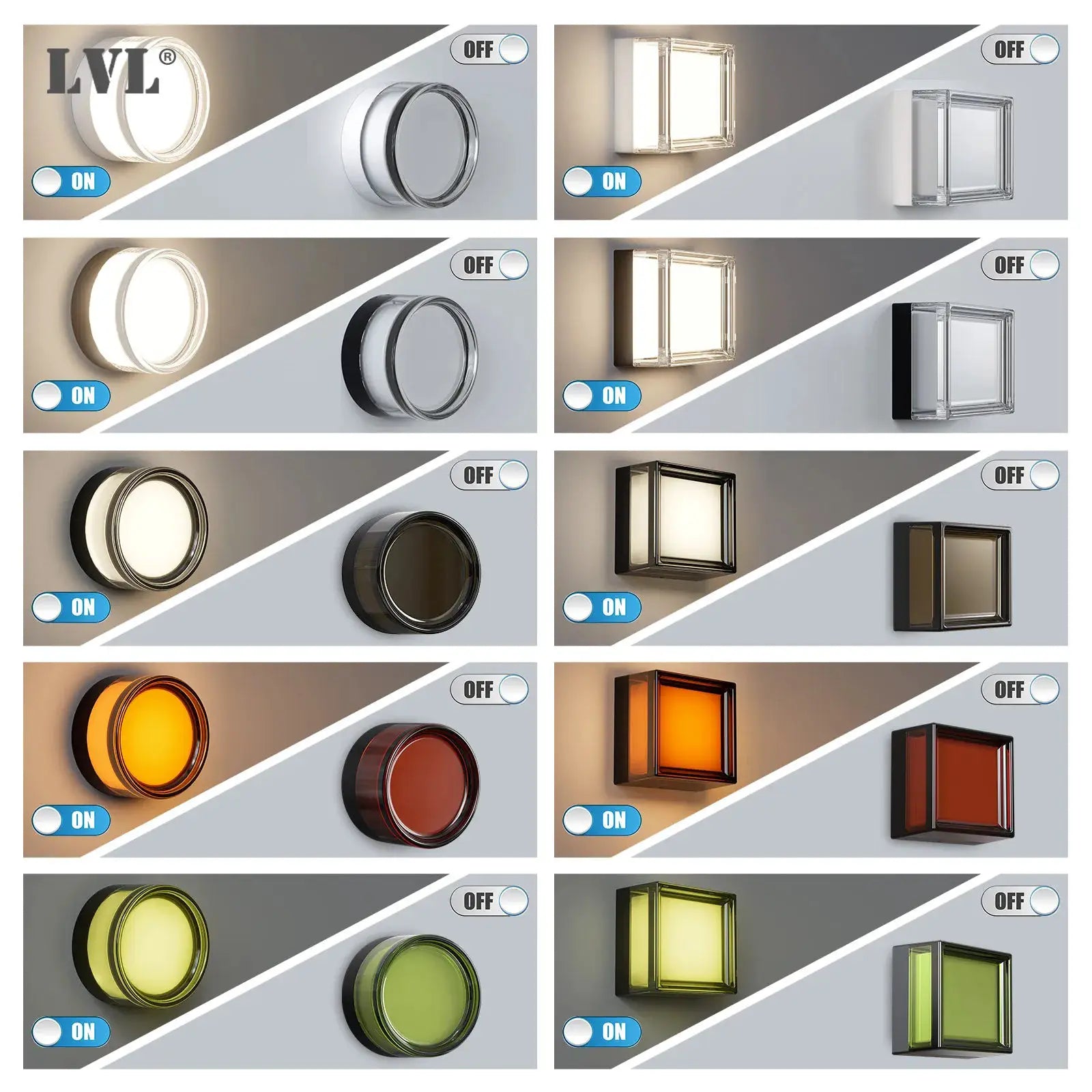 Simples Market LVL Modern LED wall lamp, 9W, smokey gray round and square IP65 outdoor/indoor fixture