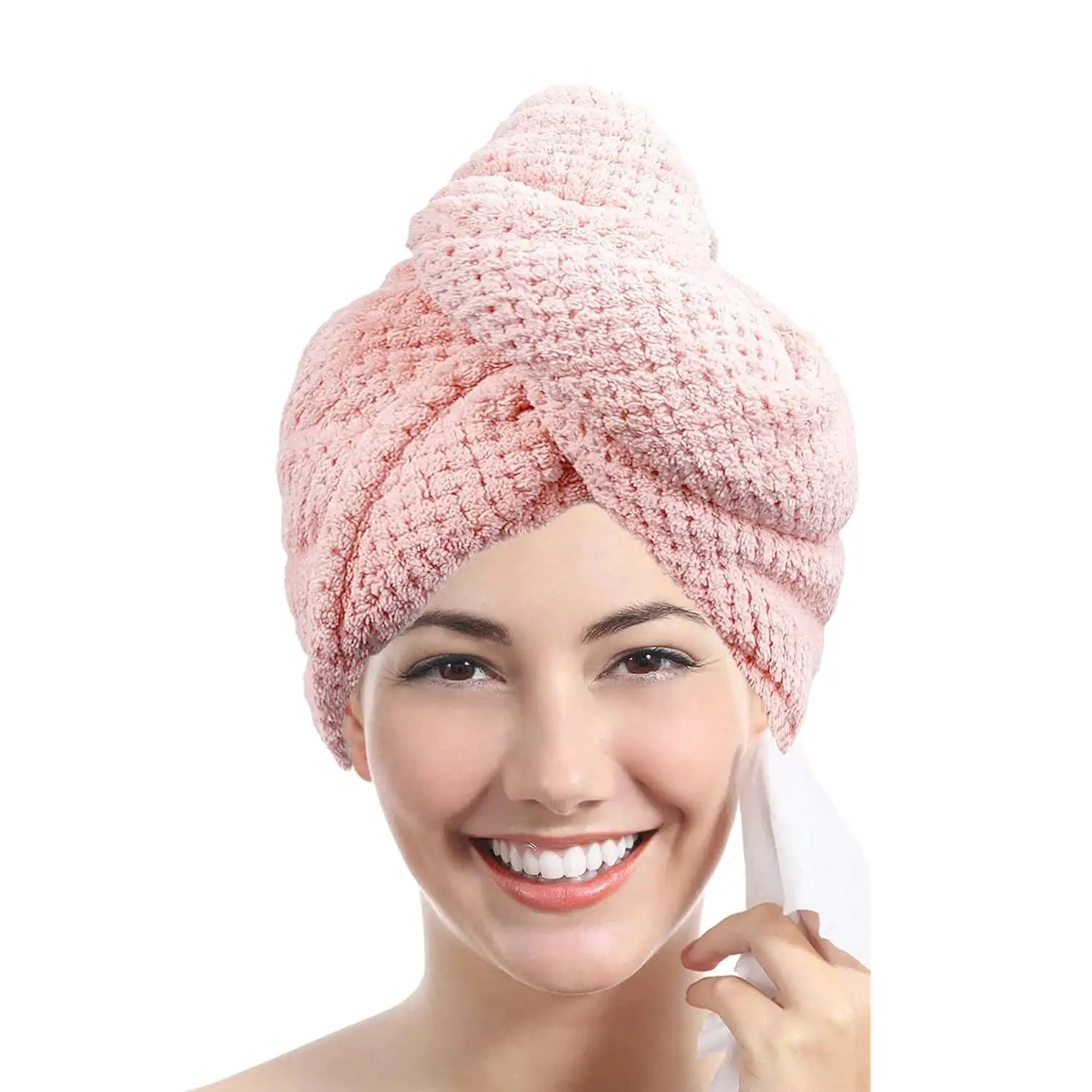 SilkNest Textured Dry Hair Cap Towel Wrap Absorbent Polyester And Polyamide Quick Dry For Secure Coverage