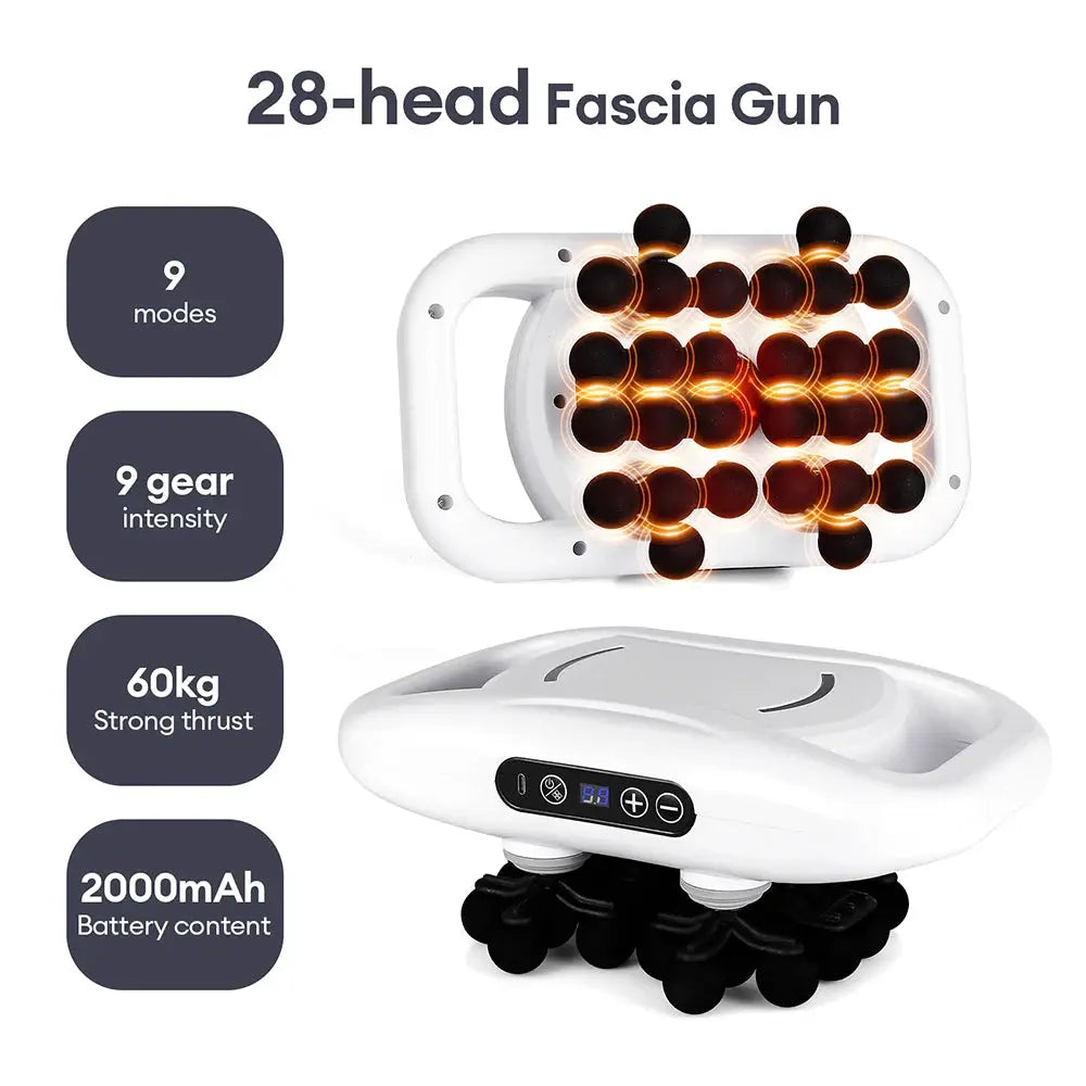 Simples Market 30-head fascia gun massage device, white with LCD control panel