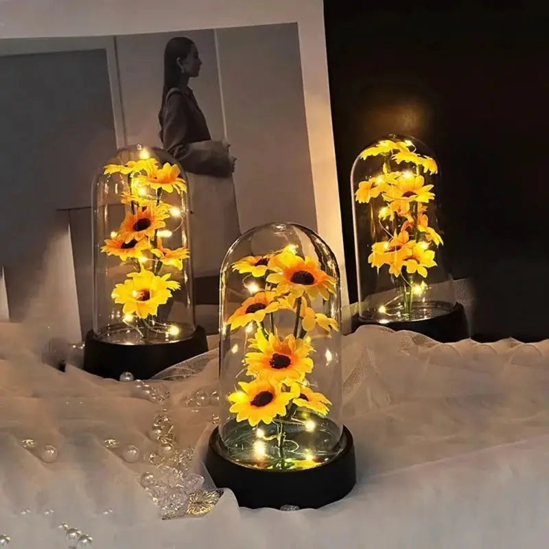 Small Sunflower Plastic Set Eternal Flower Gift For Graduation Mothers Day Valentines Day Birthday