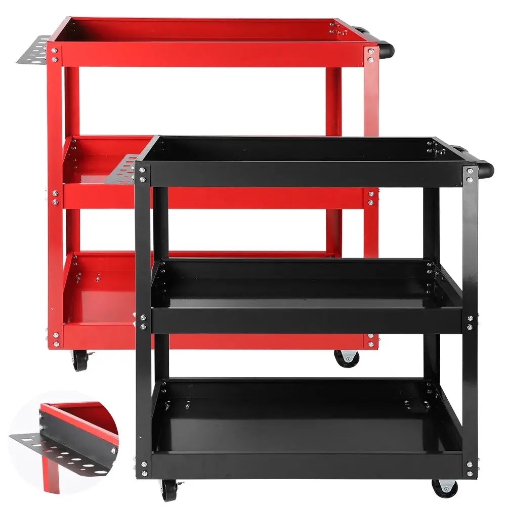 Heavy Duty Rolling Tool Cart With Wheels Three Tier Portable Utility Garage Cart Collapsible Storage Cart