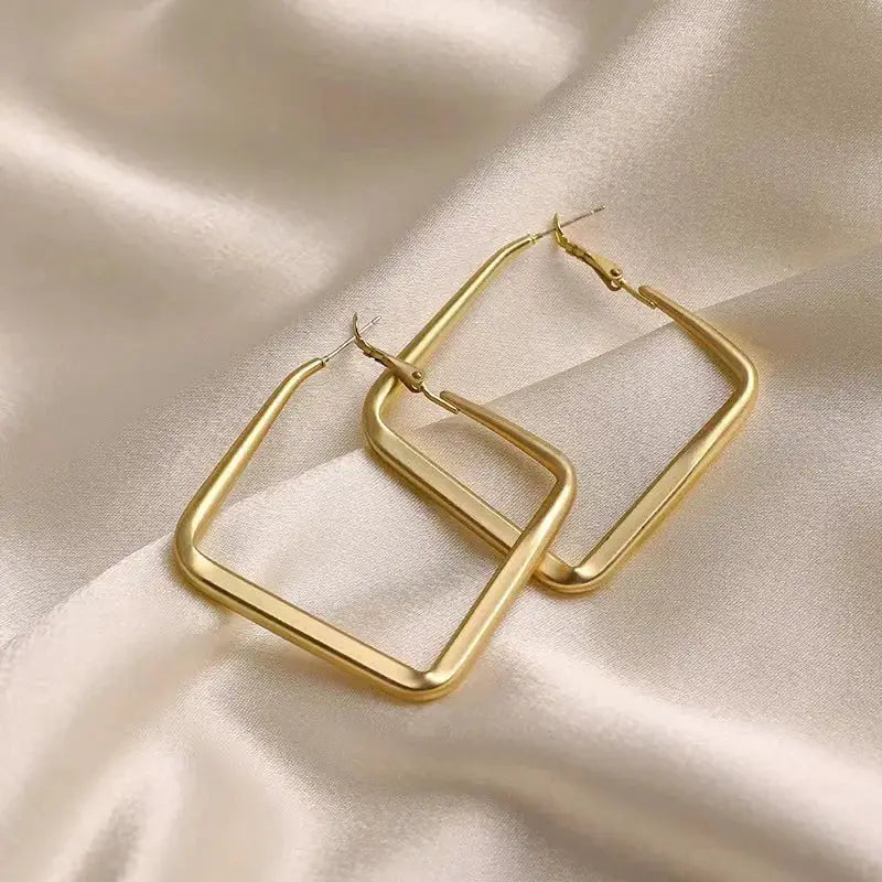 Gold Tone Exaggerated Geometric Circle Hoop Earrings For Women Fashion Jewelry Statement Accessory