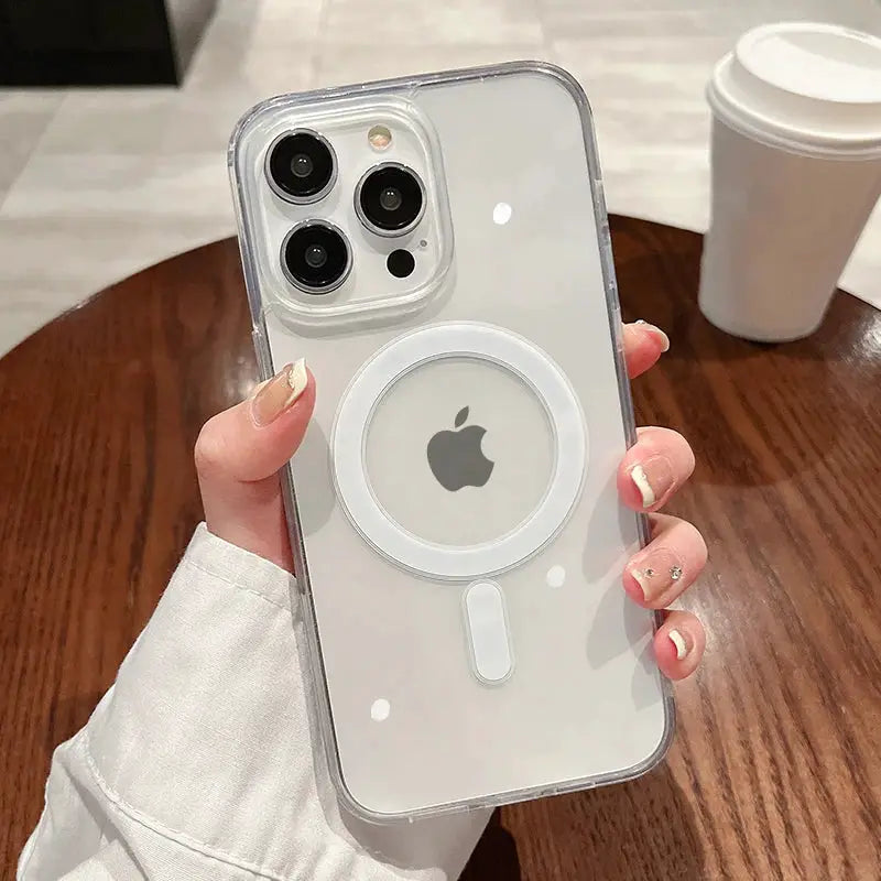 Magesafe Transparent MagSafe Compatible Case For iPhone 11 To 17 Pro Max Wireless Charging Shockproof Cover