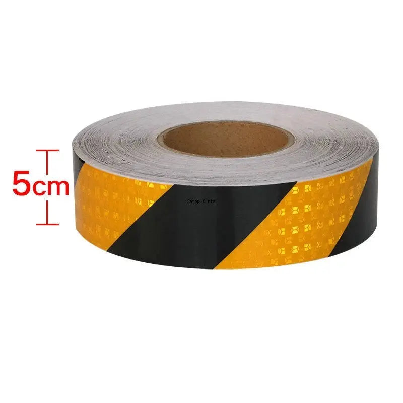 Reflective Tape Twill Yellow Black Waterproof Adhesive Safety Warning Sticker For Truck 5cm 10cm 15cm 20cm By 5m