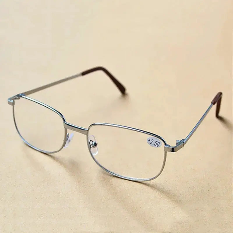 OptiVintage Metal Frame Square Reading Glasses Anti Fatigue High Definition Presbyopia Diopters 1.0 1.5 2.0 3.5 4.0