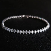 2024 New Marquise Oval Square Cut Luxury Silver Tennis Bracelet Bangle For Women Party Gift Jewelry S7062