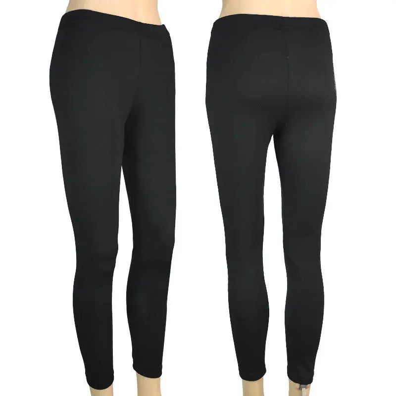Women’s black elastic-waist casual leggings, high-stretch, 2-pack by Simples Market