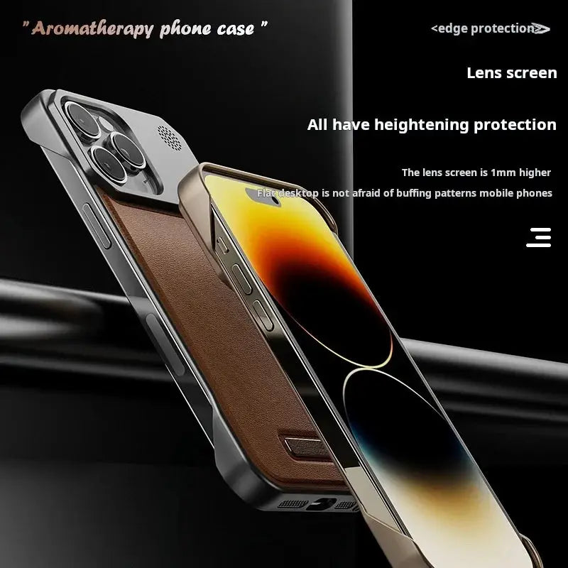 Business Aromatherapy Leather Case for iPhone 11 Pro Max to 17 Air MagSafe Frameless Armor