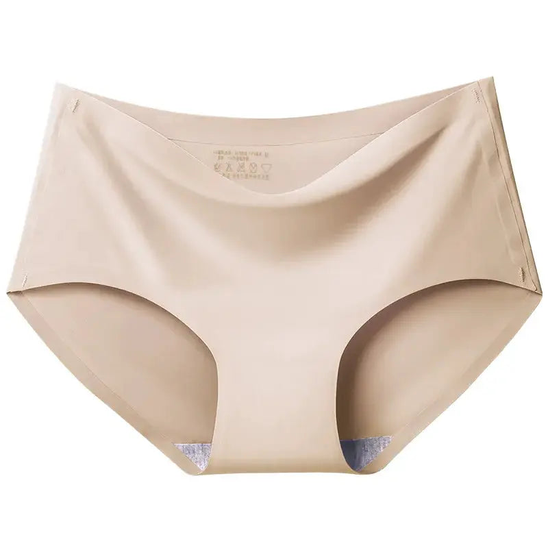 Seamless beige women's panties in full-coverage brief style.