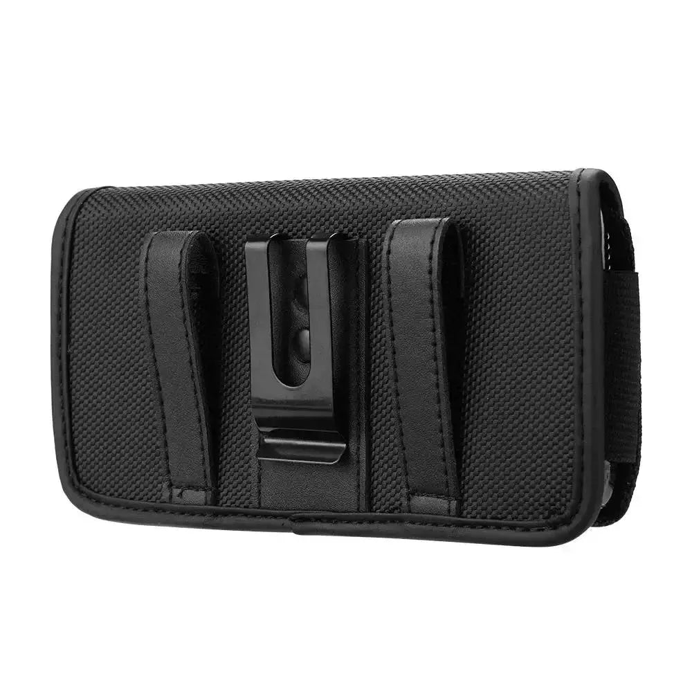 Simples Market black nylon mobile phone waist bag with belt loop holster compact fanny pack