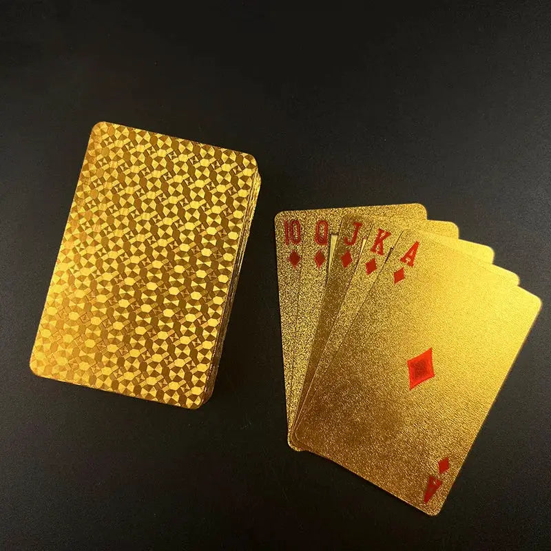 Golden Color Waterproof Playing Cards Set For Poker Nights And Magic Tricks Gift Collection