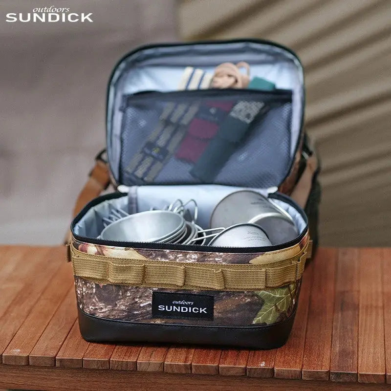 Insulated Camping Bowl and Cup Storage Bag for Outdoor Gear in Black, Brown, Army Green or Camo