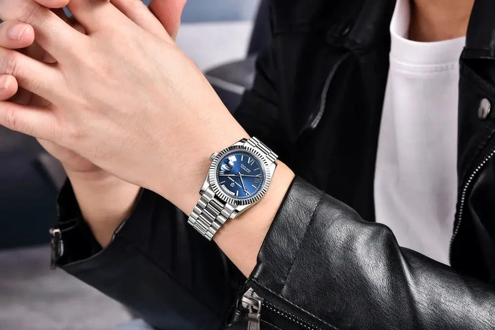 Pagani Design men's stainless steel automatic watch with blue dial