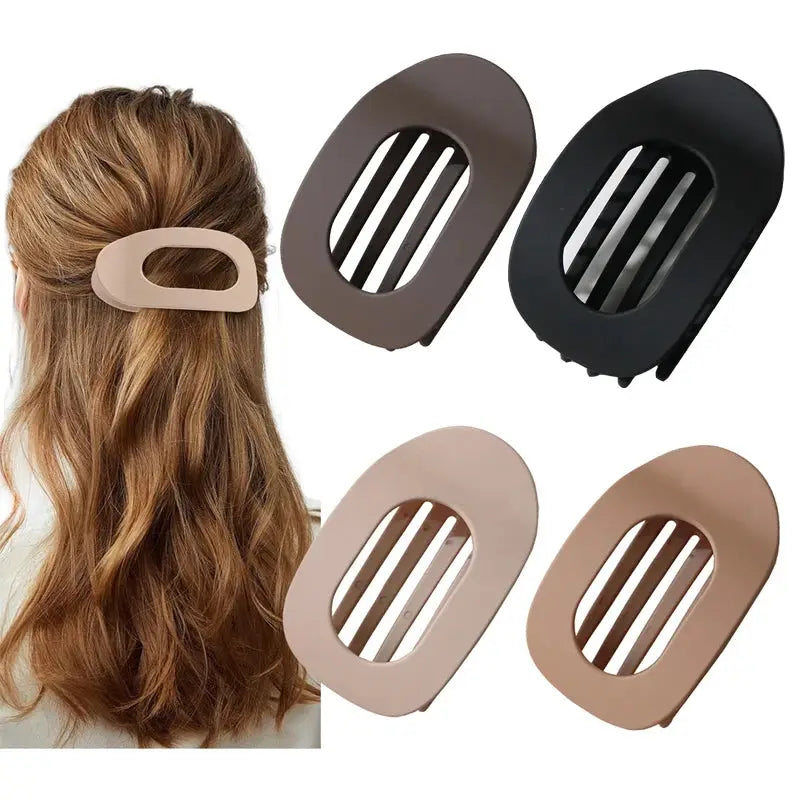 Leopard Pattern Oval Flat Hair Clips Large French Acrylic Claw Clip For Secure Hold And Style