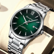 Dianpai stainless steel men's automatic watch with green dial and calendar date window