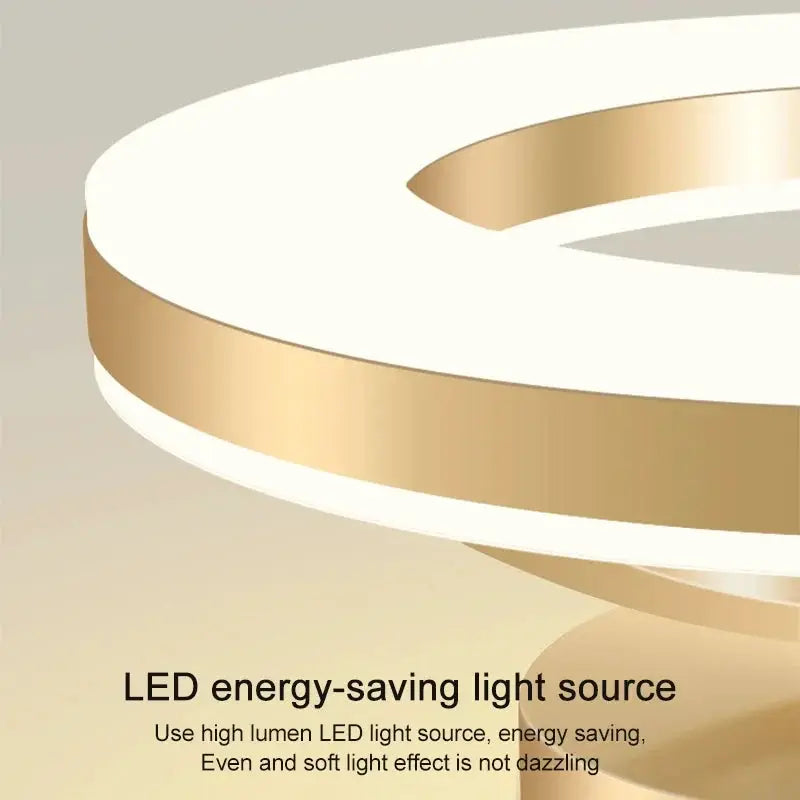 LED ceiling lamp with white and gold circular ring design for indoor living spaces