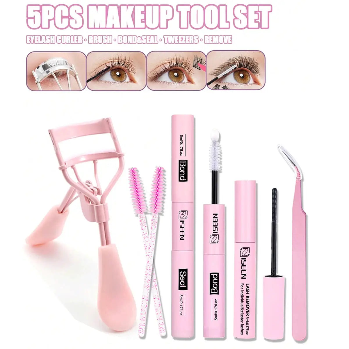 ISEEN Lash Bond and Seal 10ml Super Hold Eyelash Glue for Lash Clusters Long Lasting Non Irritating DIY at Home