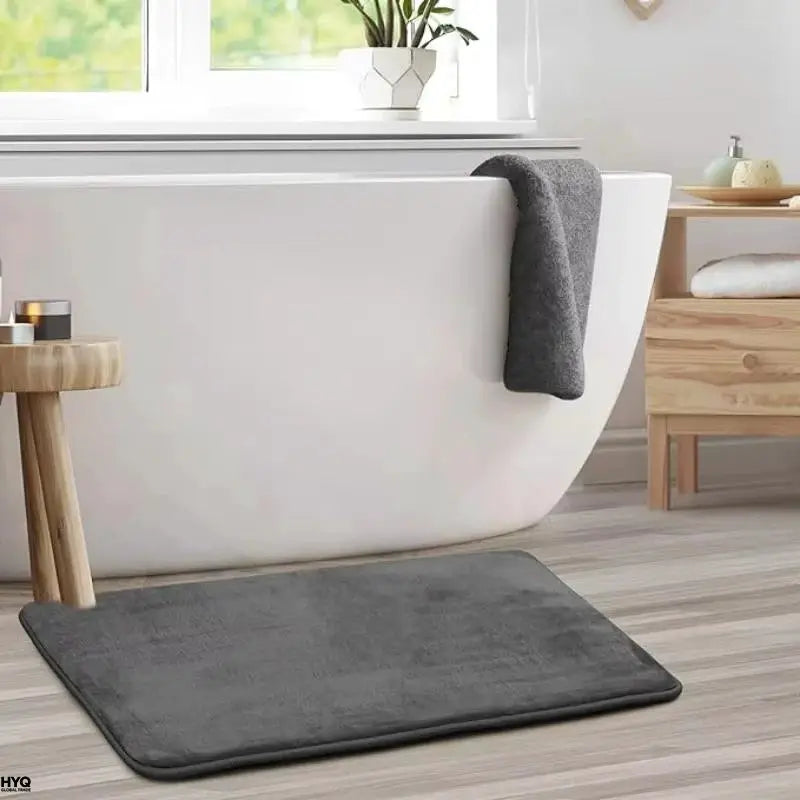 Alfombra de baño Simples Market de terciopelo coral, súper absorbente y antideslizante, gris oscuro para suelo