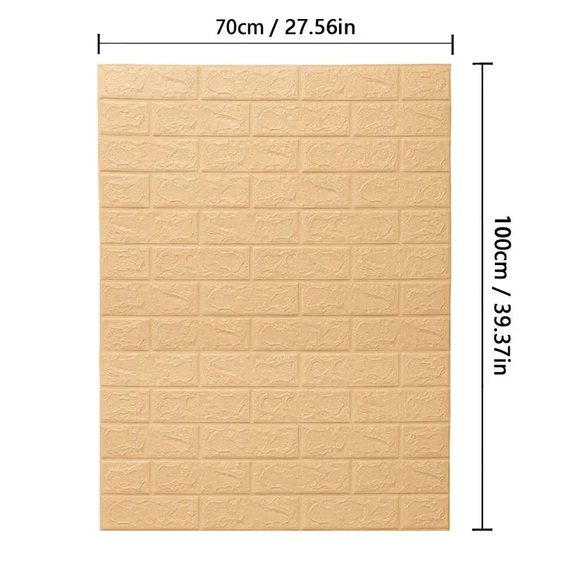 Simples Market beige brick-pattern PVC wall sticker, waterproof 70x100 cm for children's rooms and home decor