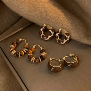 Vintage Dripping Oil U Shaped Hoop Earrings For Women Simple Temperament All Matching Jewelry 2024