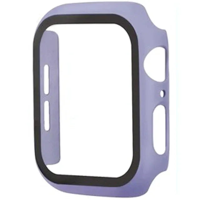 Simples Market purple Apple Watch case with glass screen protector, silicone frame for 40-46mm models.