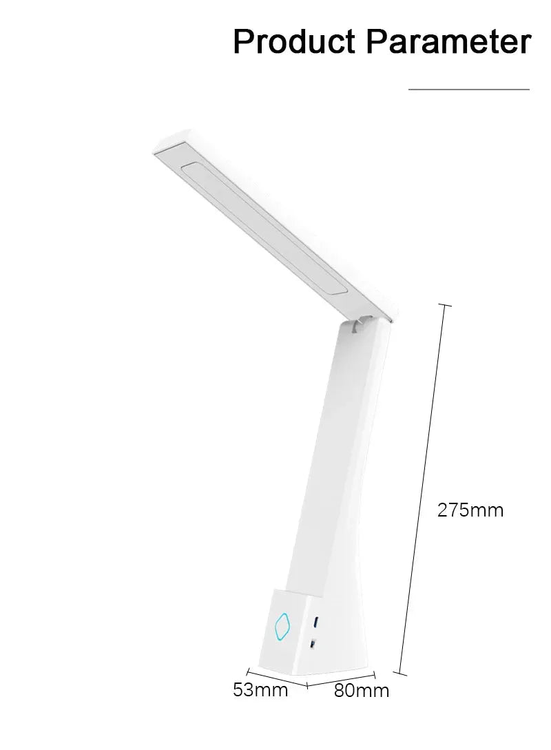Simples Market LED desk lamp with foldable arm, USB charging ports, white finish