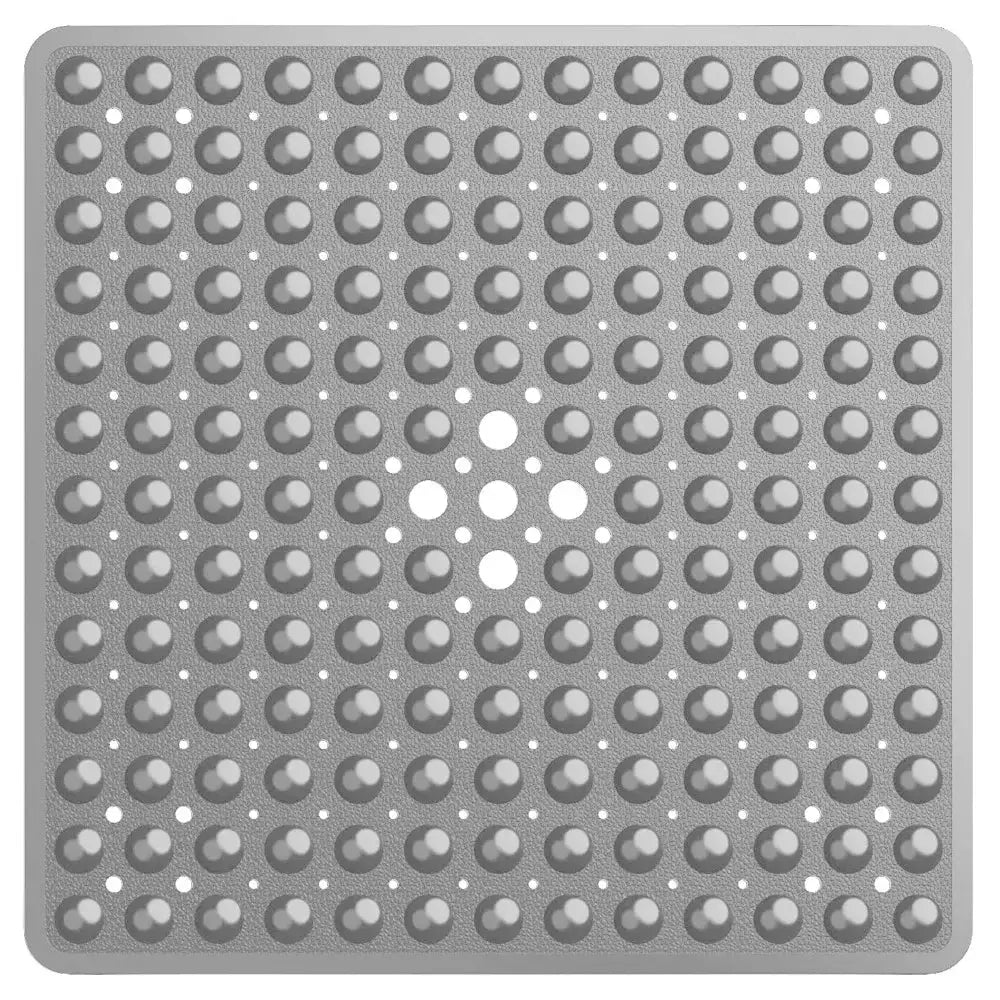 Shower mat, gray PVC with suction cups, 53x53 cm, Simples Market anti-slip bath mat