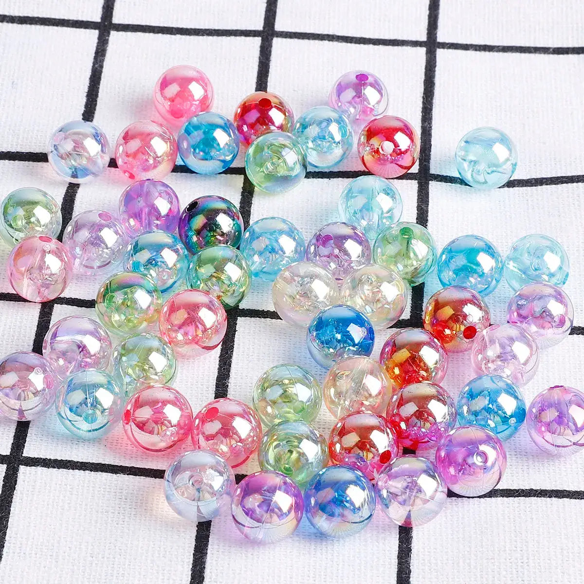 100 Pcs Mixed Color Crystal Round AB Spacer Beads Plastic Loose Beads For DIY Jewelry Making Earrings Accessories