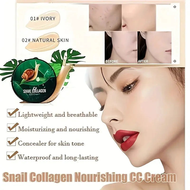 SnailSilk Beauty Snail Collagen BB Cream Mushroom Head Air Cushion CC Cream Hydrates Brightens Waterproof