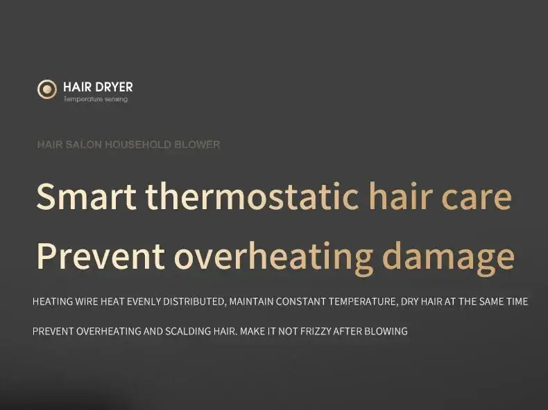 HOMEFISH 2000W salon hair dryer by Simples Market promotional banner featuring smart thermostatic care