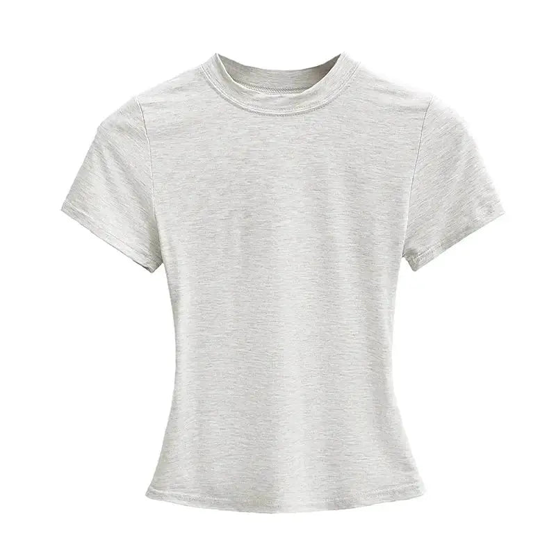 2025 High Quality Casual T Shirt For Women Slim Short Sleeves Solid Color Y2K Fashion Top