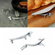 Zinc Alloy Cutlery Bracket Holder Silver Fawn and Little Dog Shape Cutlery Storage Tableware Rack