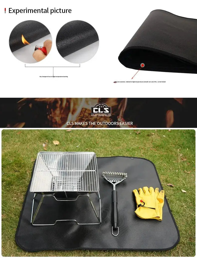 Fireproof grill insulation mat by Simples Market, black fiberglass; high-temperature flame retardant