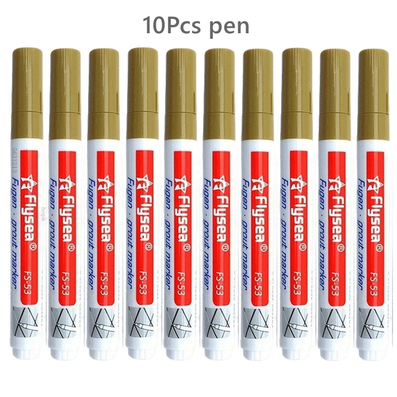 10Pcs grout pen set with brown caps for waterproof tile seam repair on walls and floors